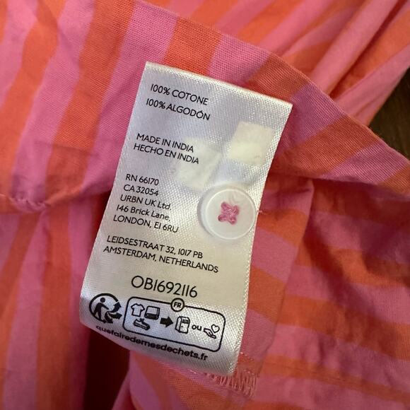 ANTHROPOLOGIE Darcey Top Pink Striped Popover Swing Puff Sleeve Blouse - Picture 8 of 9